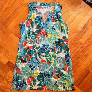 Lands End Tropical Print Sleeveless Dress Size Medium